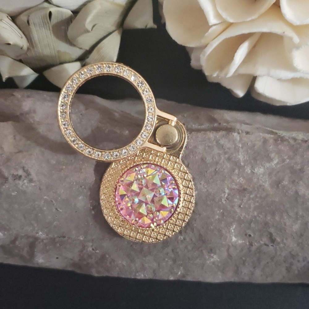 ⚡SALE⚡GOLD  PINK JEWELS CELLPHONE/TABLET RING